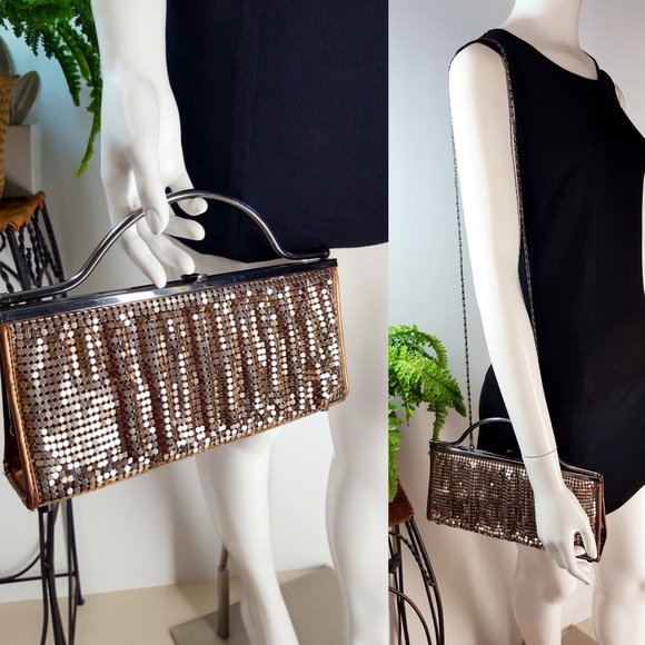 Vintage🔥Metal Geo Mesh Sequin Evening Bag|Shoulder Bag☆Handbag - Picture 6 of 12